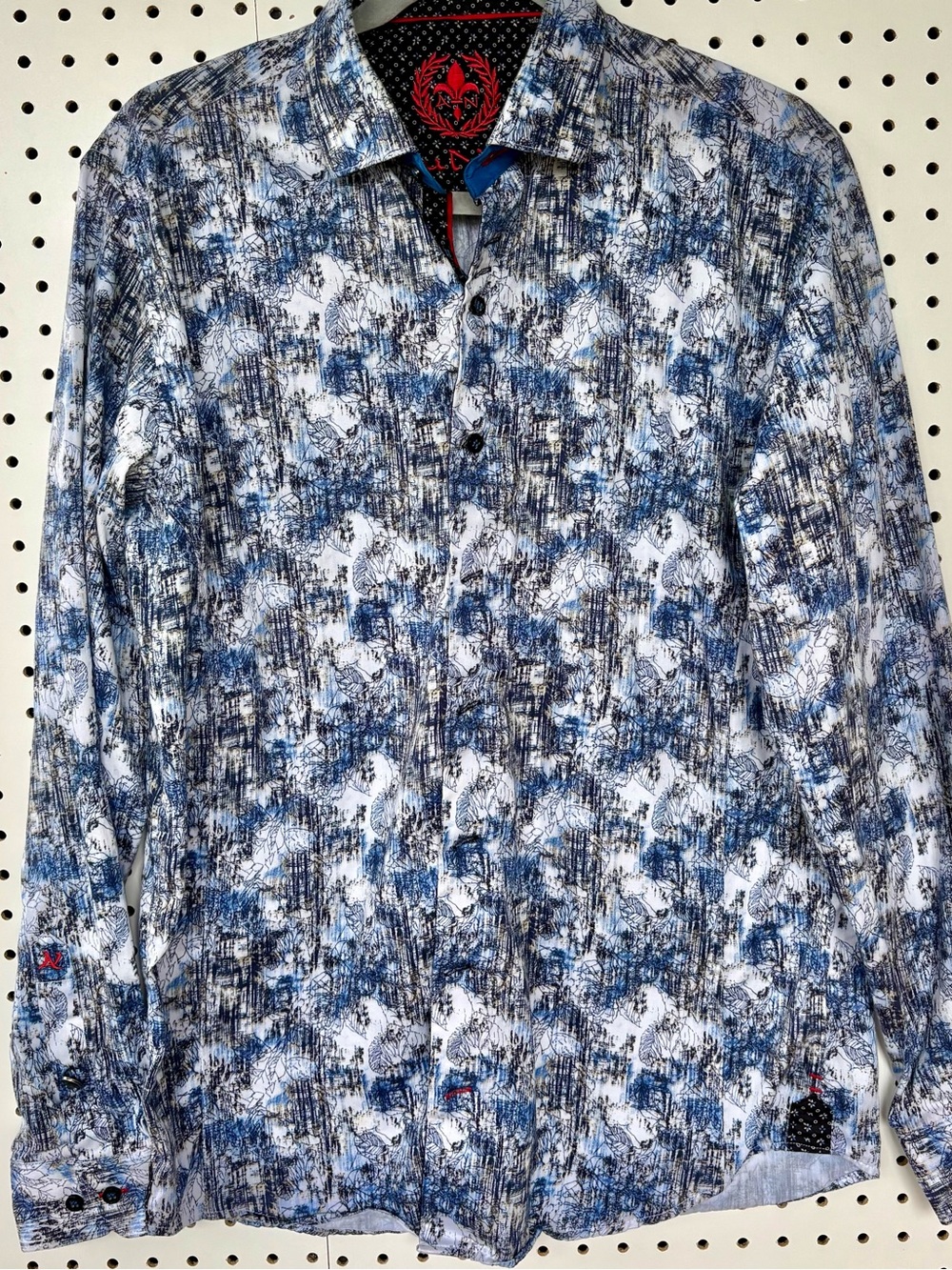 Au Noir Men’s Blue Geometric Flip Cuff
Casual Button Up Long Sleeve Sz 3 / Med